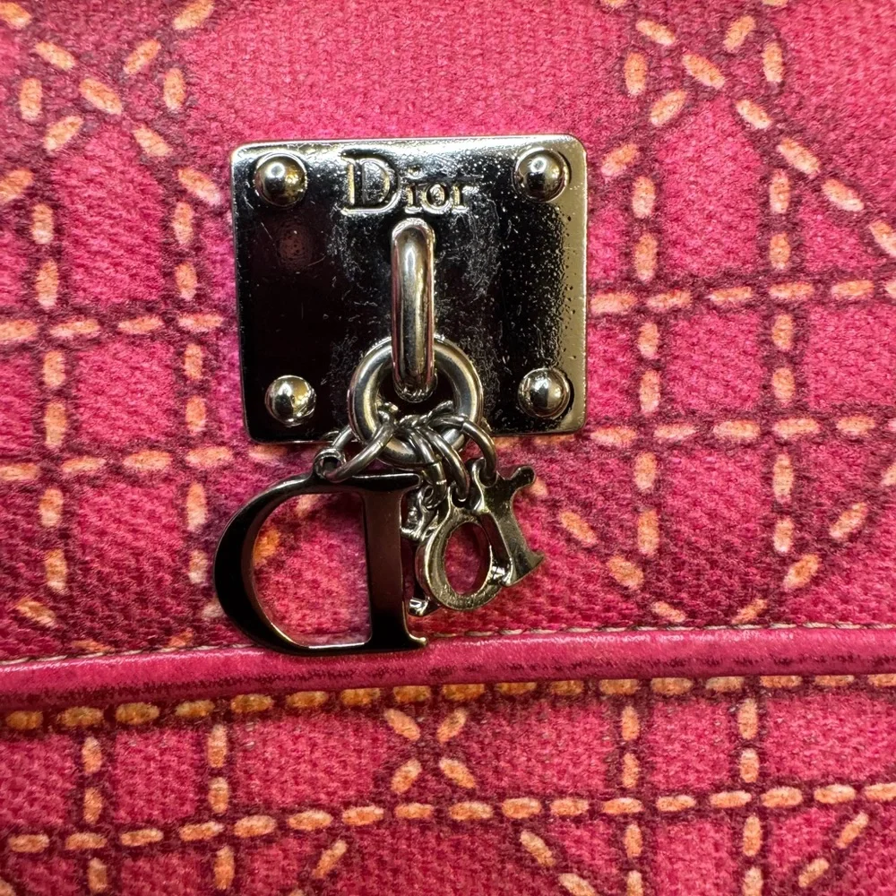 Dior Lady Charm Wallet in Pink 💗 w/ Cannage stitching & silver-tone 
